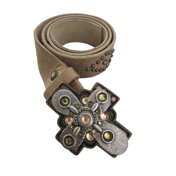 Vintage Leatherock studded belt with cross buckle. - Picture 1 of 9